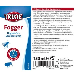 Trixie Fogger Ungeziefer- Sprühautomat 150 ml für bis zu 60m²