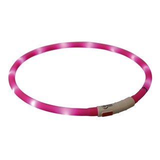 Trixie Flash Leuchtring, USB, Silikon, XS- XL, 70 cm/ 10mm pink