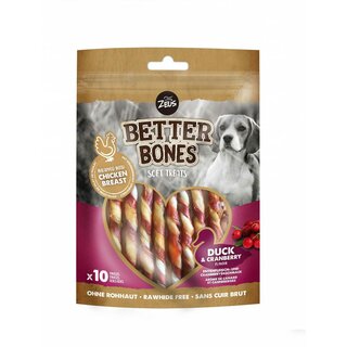 Zeus Better Bones Ente mit Cranberry, 10cm Twists mit Hhnerfleisch umwickelt 10 Stck 114g