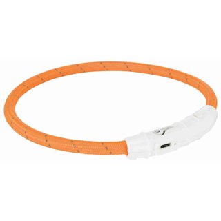 Trixie Flash Leuchtring USB, TPU/Nylon, XS-S, 35cm/ 7mm, orange