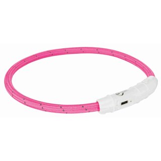 Trixie Flash Leuchtring USB, TPU/Nylon, XS-S, 35cm/ 7mm, pink