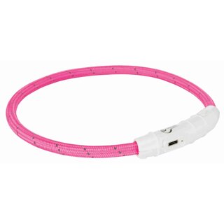 Trixie Flash Leuchtring USB, TPU/Nylon, M-L, 45cm/ 7mm, pink