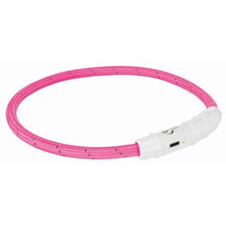 Trixie Flash Leuchtring USB, TPU/Nylon, L-XL, 65cm/ 7mm, pink