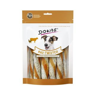 Dokas Dog Kau Twister Rinderhaut, Pansen & Hhnerbrust 200 g