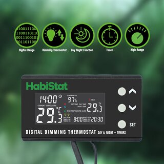 HabiStat Digital Thermostat, Dimming Thermostat Tag/ Nacht Funktion + Timers