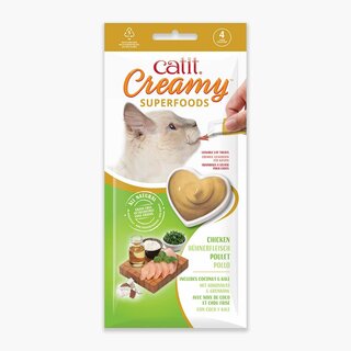 Catit Creamy Superfoods, Huhn, Kokos & Grnkohl (4x 10g) MHD 10/24