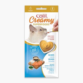 Catit Creamy Superfoods, Lachs, Quinoa & Spirulina (4x10g) MHD 10/24