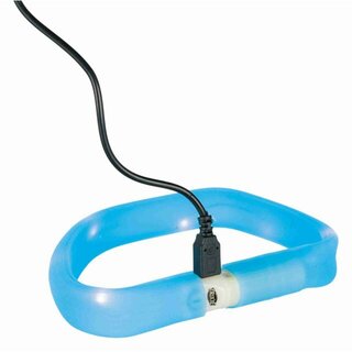 Trixie Flash Leuchtband USB, Silikon, M-L: 50cm/30 mm, blau