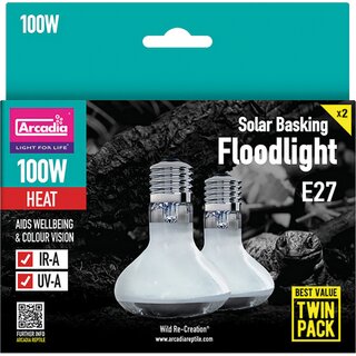 Arcadia Solar Basking Floodlight 100 Watt Twin Pack (2 Stck)