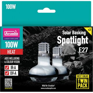 Arcadia Solar Basking Spotlight 100 Watt Twin Pack (2 Stck)